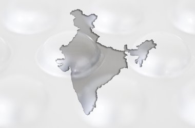 Outline map of india with pills in the background for health and clipart