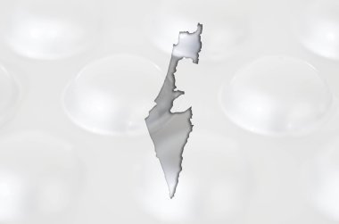 Outline map of israel with pills in the background for health an clipart