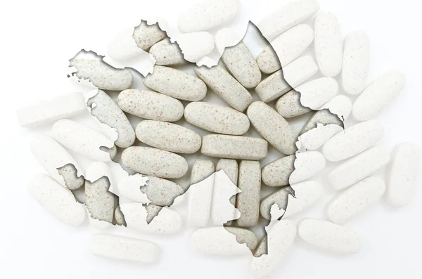 Konturkarta över Azerbajdzjan med piller i bakgrunden för healt — Stockfoto