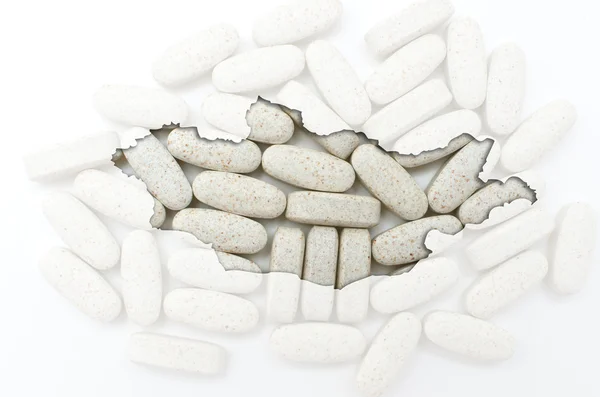 健康のためにバック グラウンドでの丸薬がモンゴルの概要マップ — ストック写真