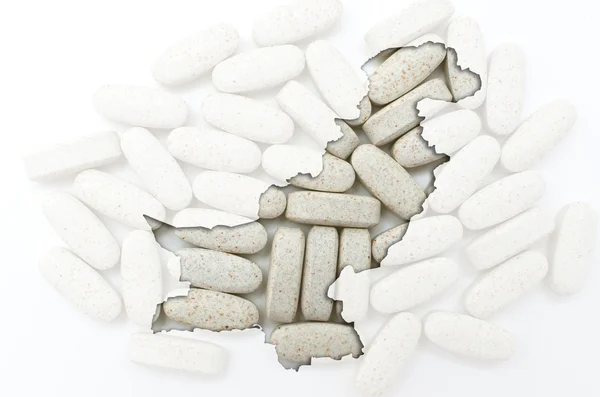Pakisztán körvonala tabletták a háttérben, az egészségügyi — Stock Fotó