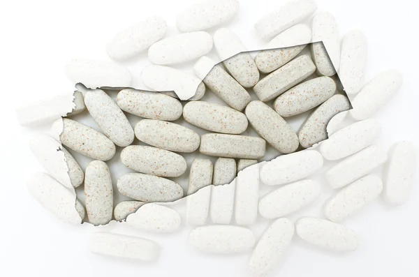 Карта Йемена с таблетками на заднем плане для здоровья и — стоковое фото