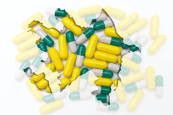A tabletták, a háttérben a egészség Azerbajdzsán körvonala — Stock Fotó