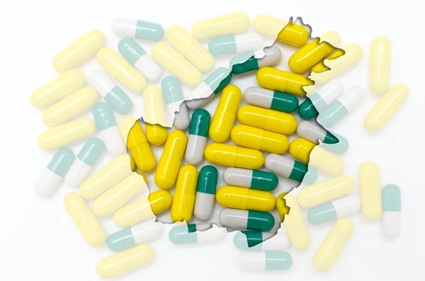 Overzicht van de selecteur van borneo met pillen op de achtergrond voor de gezondheid een — Stockfoto