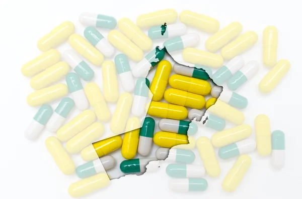 Schéma carte de oman avec des pilules en arrière-plan pour la santé et — Photo