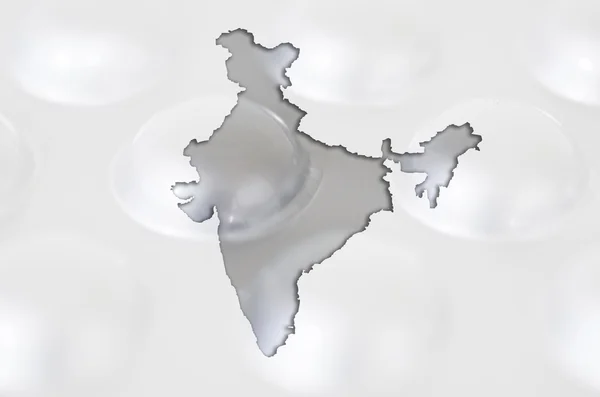 Overzicht-kaart van india met pillen op de achtergrond voor gezondheid en — Stockfoto