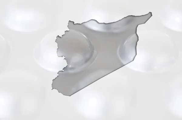 Mapa do contorno da síria com pílulas em segundo plano para a saúde e — Fotografia de Stock