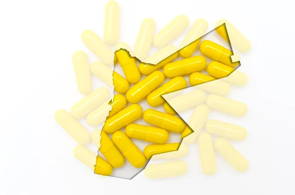 Aperçu carte de jordan avec des pilules en arrière-plan pour la santé et — Photo