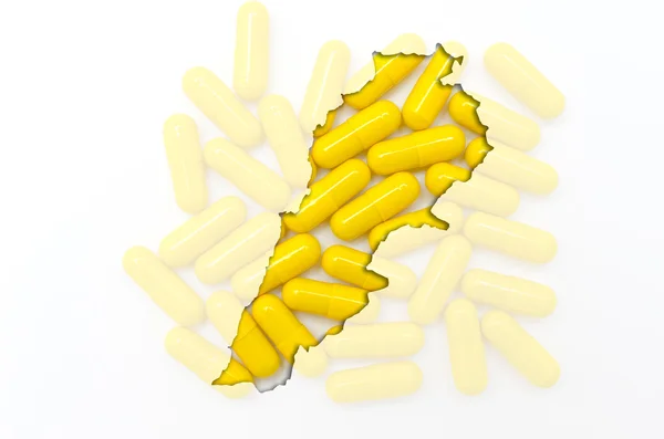 Контурна карта Лівану з таблетками на задньому плані для здоров'я — стокове фото