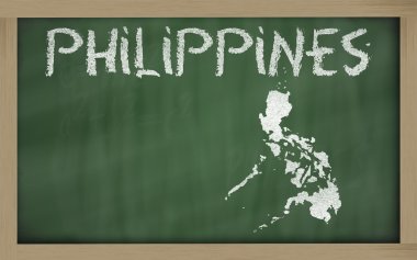 Outline map of philippines on blackboard clipart