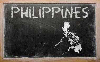 Outline map of philippines on blackboard clipart