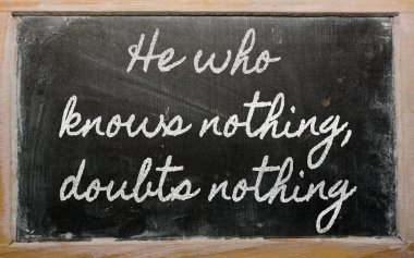 Expression - He who knows nothing, doubts nothing - written on clipart