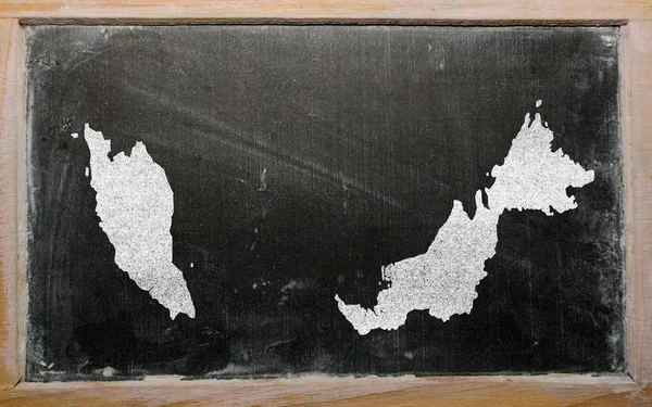 Outline map of malaysia on blackboard — Stock Photo, Image
