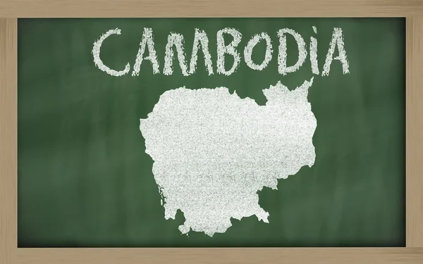 Konturkarta över Kambodja på blackboard — Stockfoto