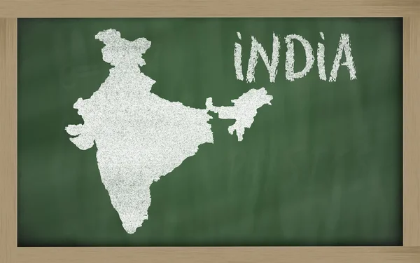 黑板上的印度大纲地图 — 图库照片
