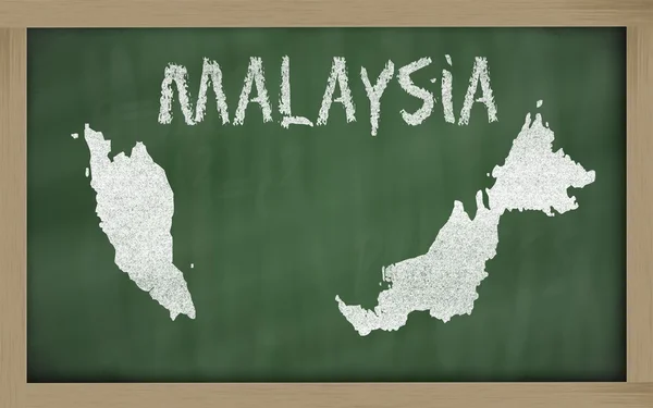 칠판에 말레이시아의 개요 지도 — 스톡 사진