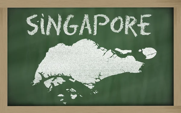 칠판에 싱가포르의 개요 지도 — 스톡 사진