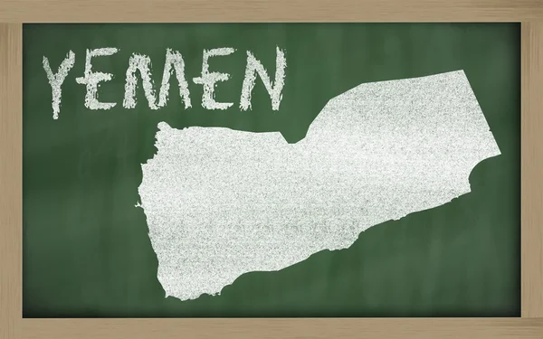 黑板上的也门大纲地图 — 图库照片