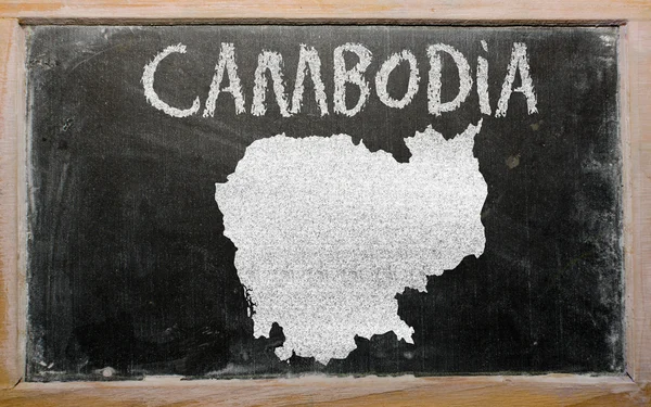 Umrisskarte von Kambodscha auf Tafel — Stockfoto