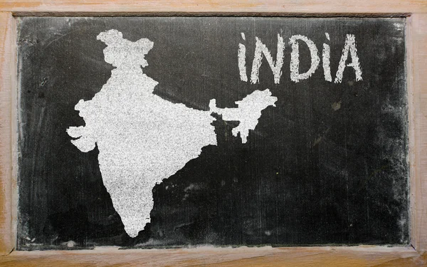 Carte schématique de l'Inde sur tableau noir — Photo