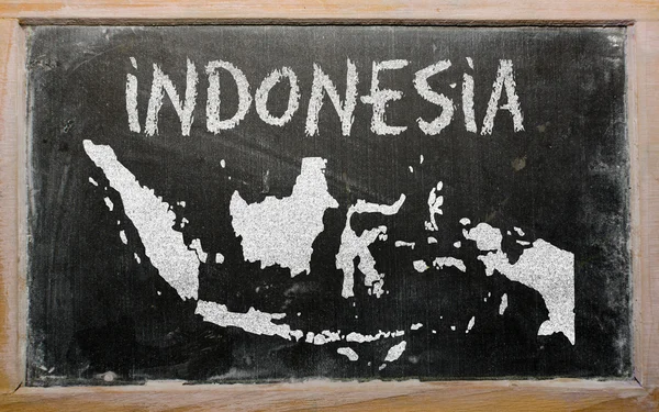 Overzicht-kaart van Indonesië op blackboard — Stockfoto