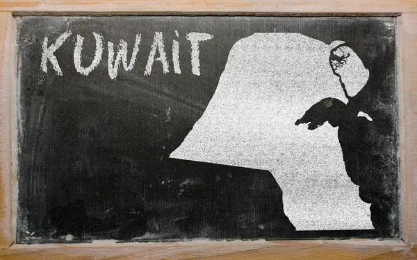 Mapa do esboço de kuwait no quadro negro — Fotografia de Stock