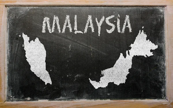 Περίγραμμα της Μαλαισίας στο blackboard — Φωτογραφία Αρχείου