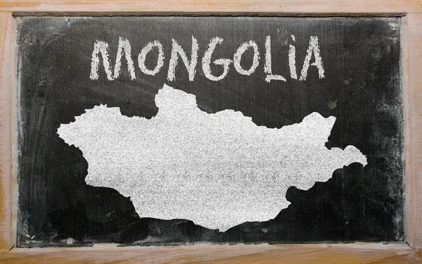 黑板上的蒙古大纲地图 — 图库照片
