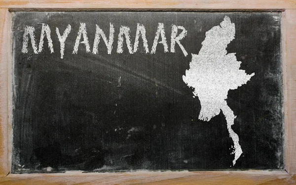 Карта Мьянмы на доске — стоковое фото