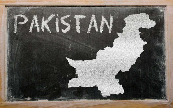 黑板上的巴基斯坦大纲地图 — 图库照片