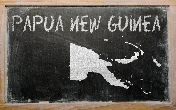 Outline map of papua new guinea on blackboard — Stock Photo, Image