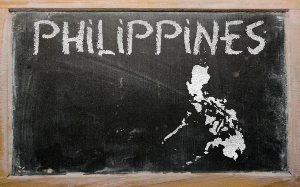 黑板上的菲律宾大纲地图 — 图库照片