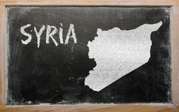 Mapa do contorno da síria no quadro negro — Fotografia de Stock