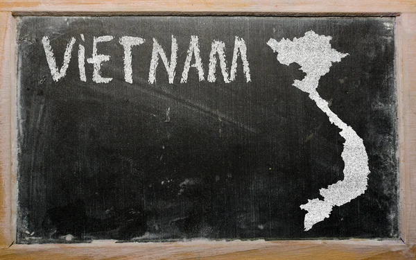 Overzicht-kaart van vietnam op blackboard — Stockfoto