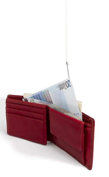 Stjäla pengar ur plånboken — Stockfoto
