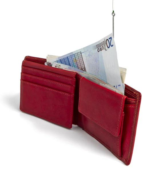 Lopás készpénz kártya a mobiltárca — Stock Fotó