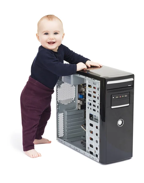 stock image Young child with open computer