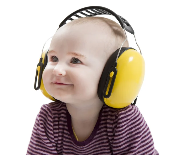 年轻的孩子与听觉保护器 — 图库照片