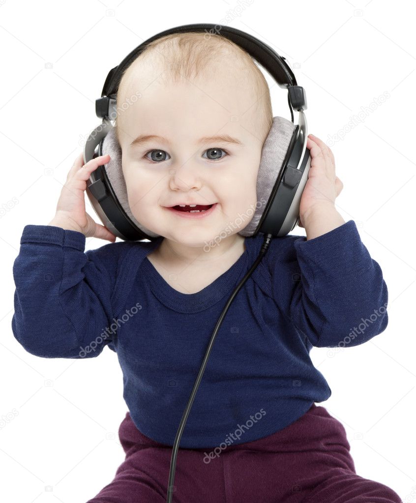 Toddler with earphones