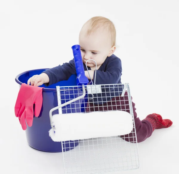 Young child with painters equipment — Stock Photo, Image