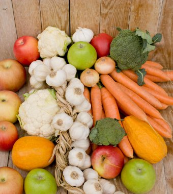 Fruits and vegetables are the basis of healthy eating clipart