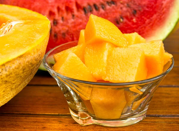Melon - cantaloupemelon och vattenmelon — Stockfoto
