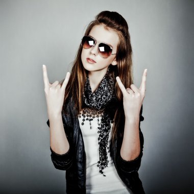 Teen girl rock clipart