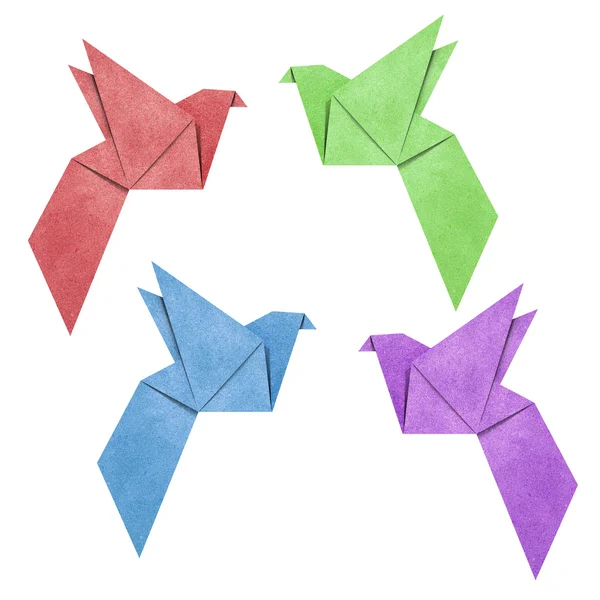 Ptak origami, wykonane z recyklingu papieru — Zdjęcie stockowe