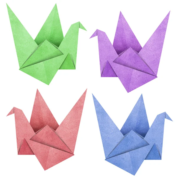 リサイクル紙から作られた折り紙鳥ペーパー クラフト — ストック写真