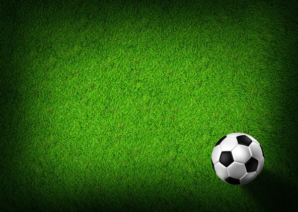Voetbal in groen gras — Stockfoto
