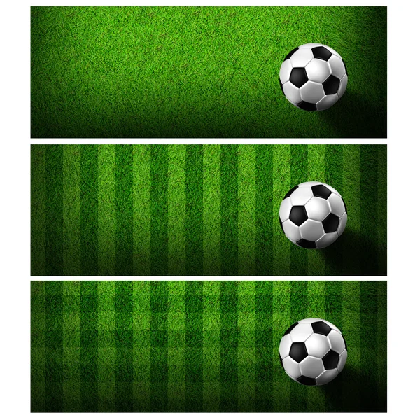 Λωρίδα χρόνου κάλυψης (αναλογία 851 x 315) - ποδόσφαιρο στην πράσινη χλόη — Φωτογραφία Αρχείου