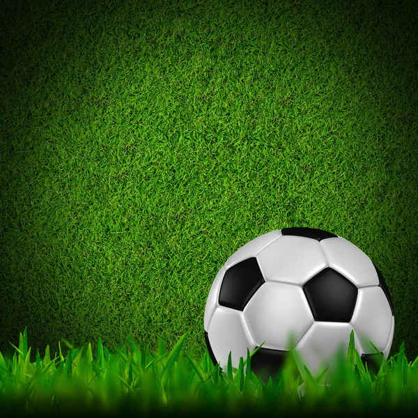 Voetbal in groen gras — Stockfoto