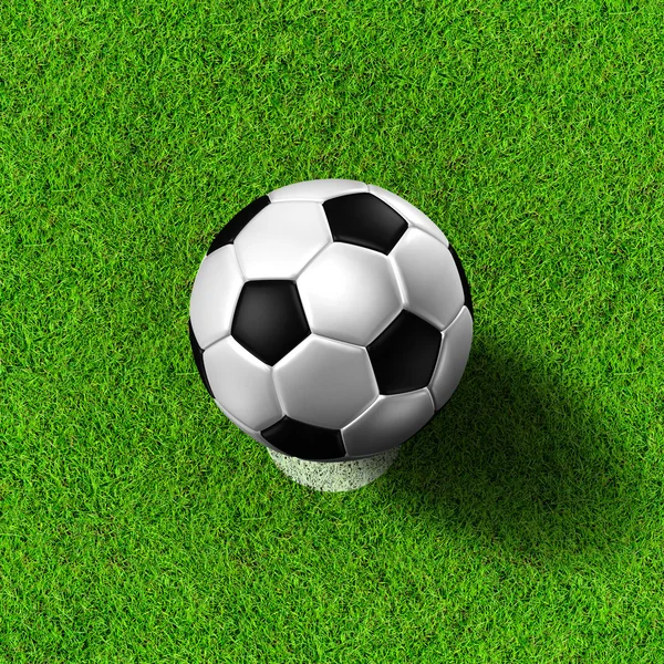 Fotboll (fotboll) i gräsplan. — Stockfoto