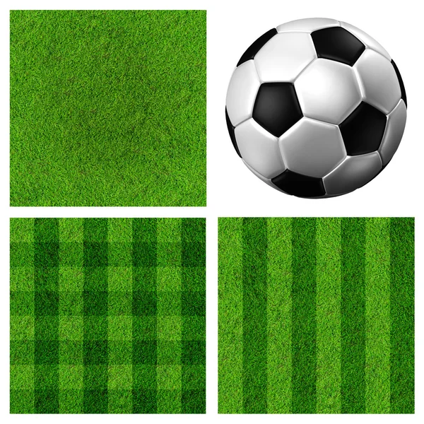 Ποδοσφαίρου και πεδίο πράσινο γρασίδι — Φωτογραφία Αρχείου